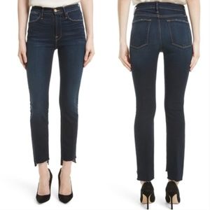 Frame Le High Straight Raw Stagger Jeans in Cabana
